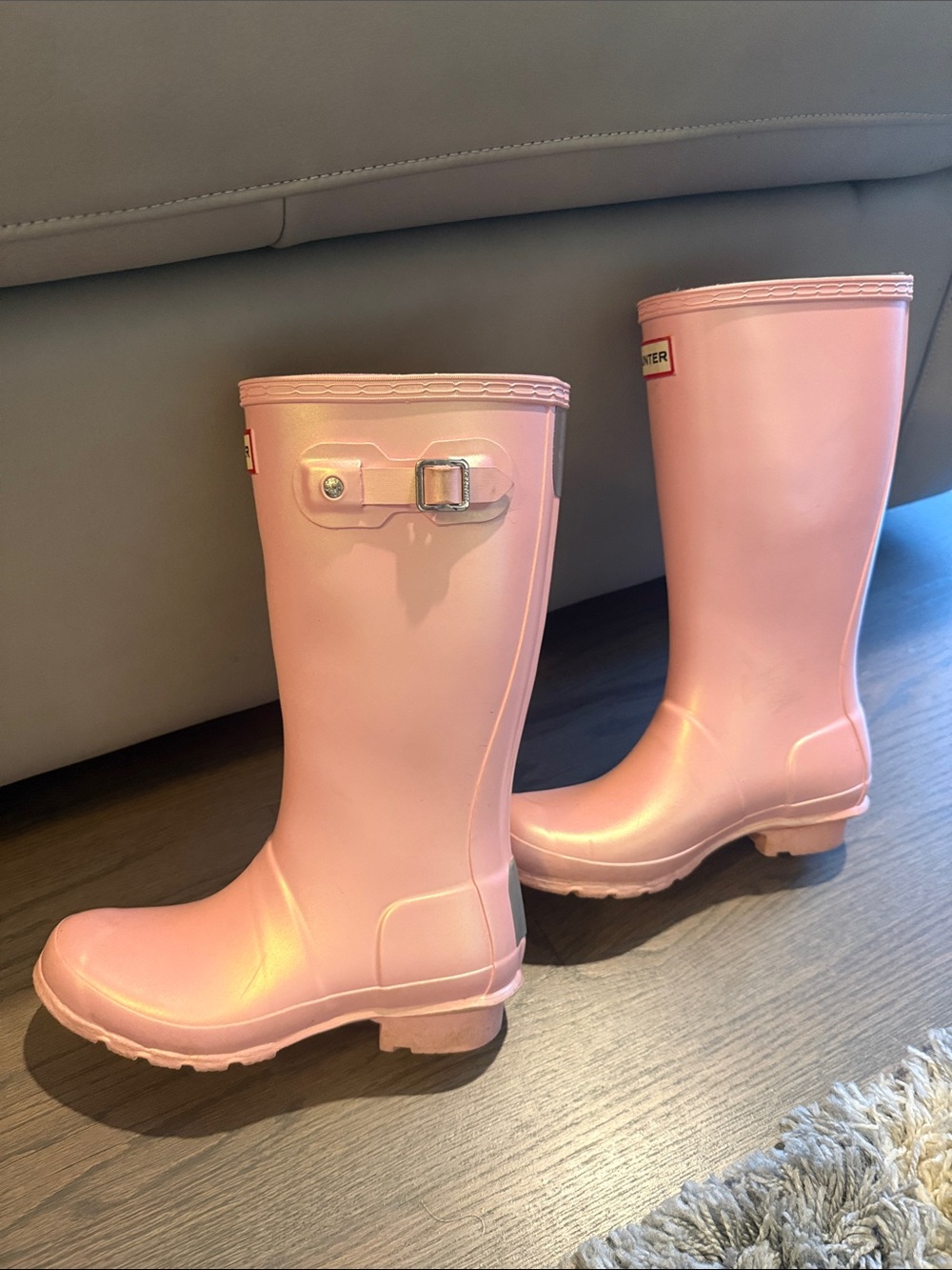 Hunter Girls Pink Gloss Knee-High Waterproof Rain Boots